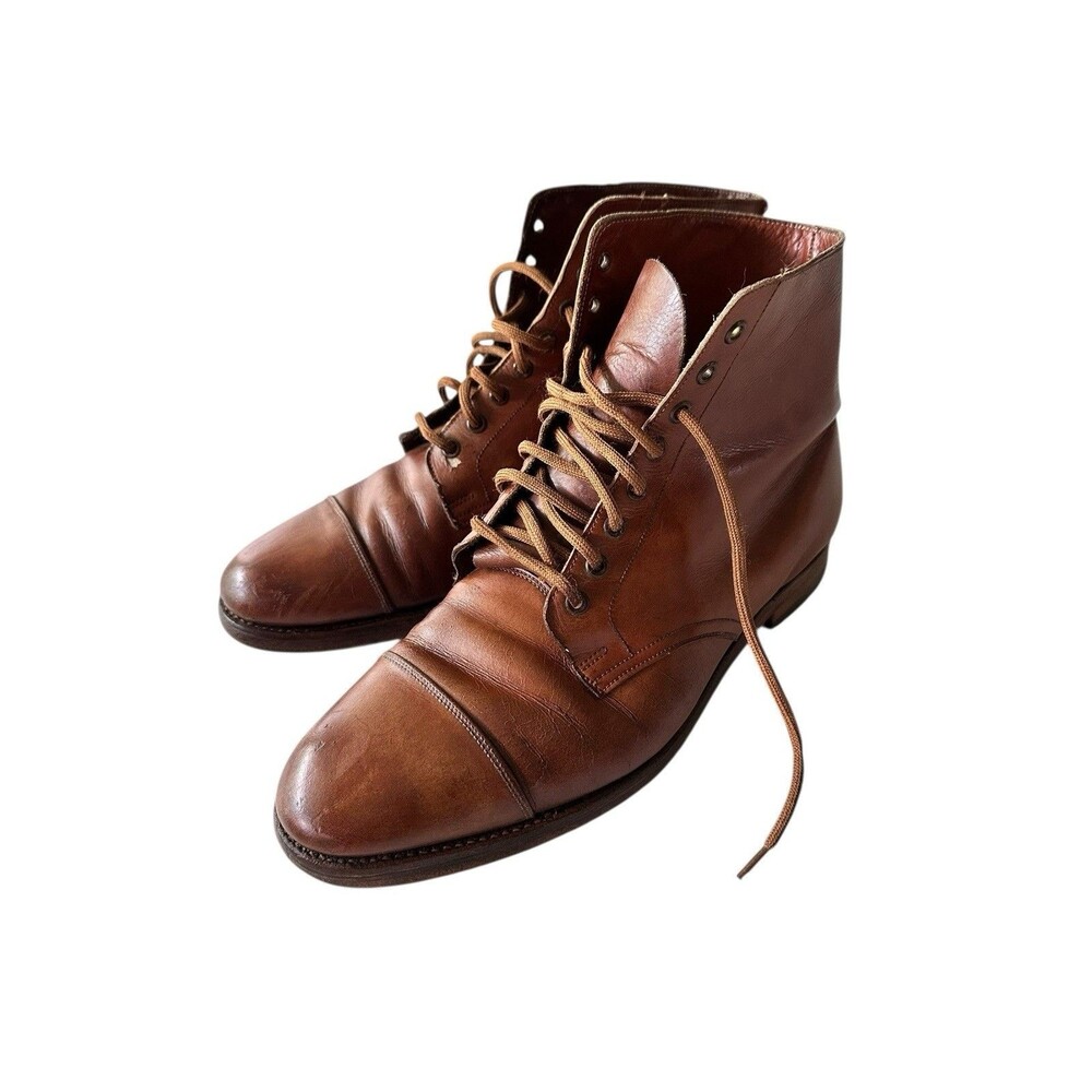 Crocket And Jones For Ralph Lauren Polo Brown Field Leather Man Boots Derbys  10